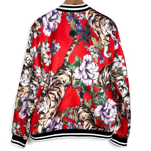 BoohooMAN Floral Tiger Sateen Bomber Jacket - Picture 7 of 12